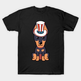 Funny guard dog is wearing uncle sam hat T-Shirt